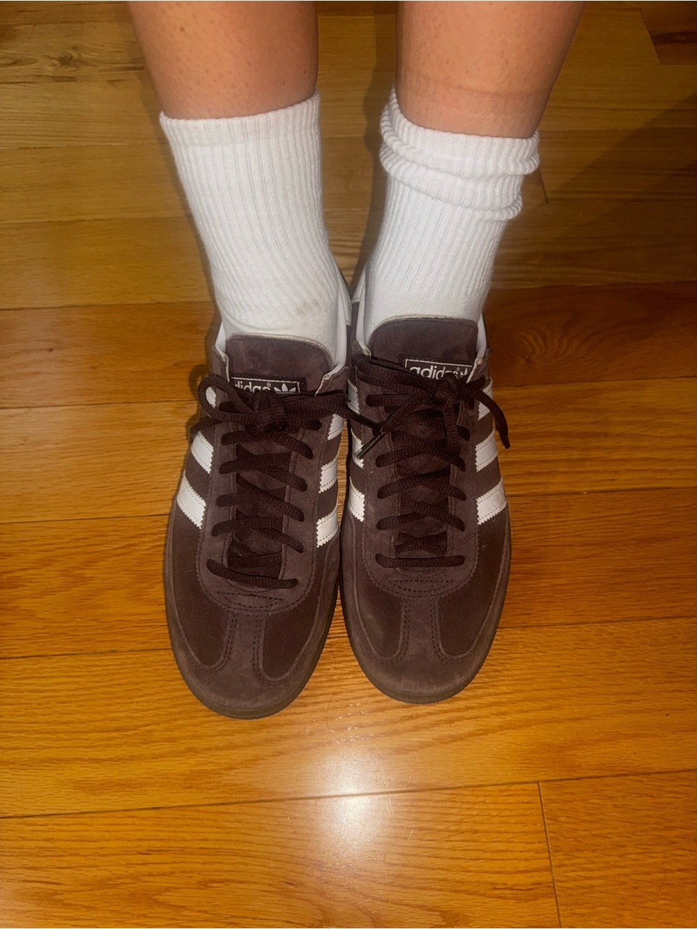 adidas Brown Suede samba Sneakers with White Stripes